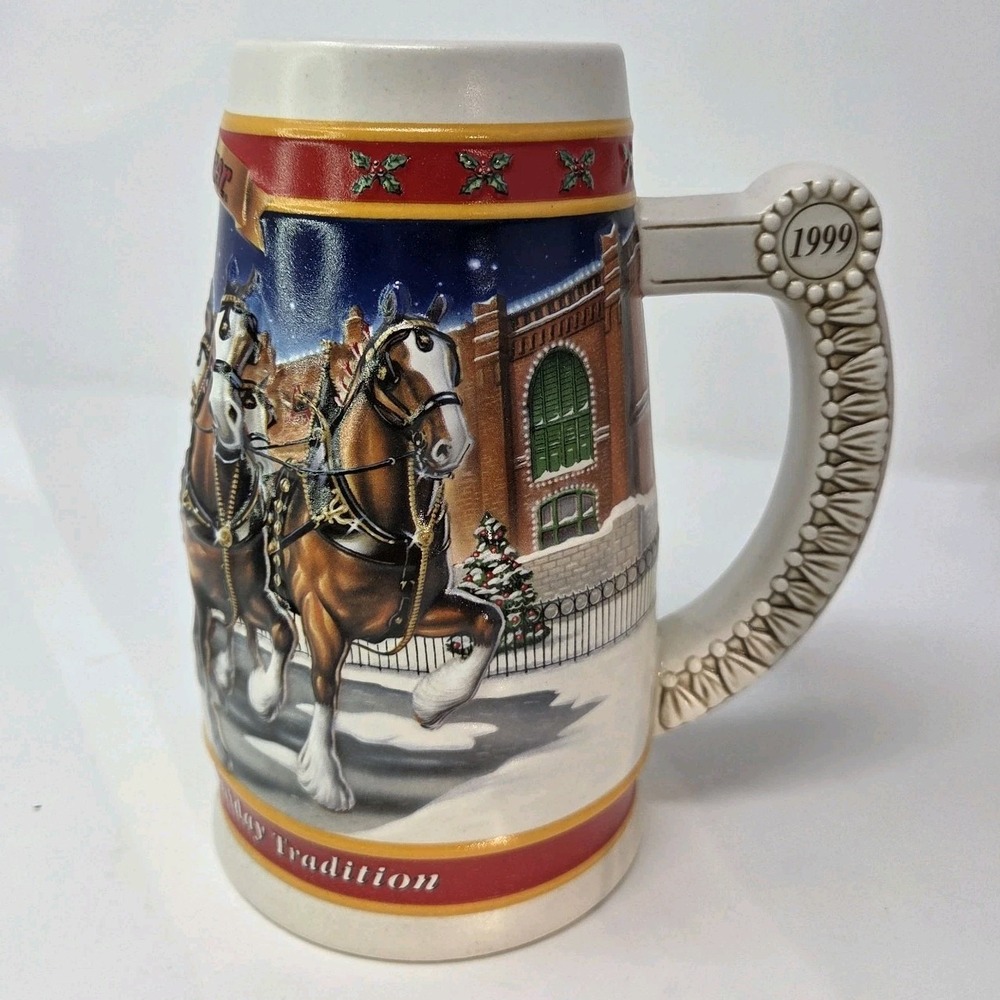 Budweiser Holiday Stein 1999 "A CENTURY OF TRADITION" 20th Anniversary NIB W/COA - Picture 2 of 7